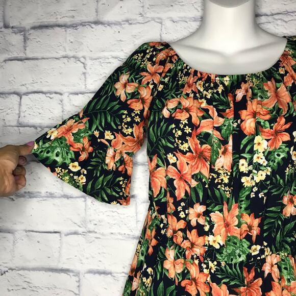 Orange Floral Print New Look Dress - Picture 3 of 8